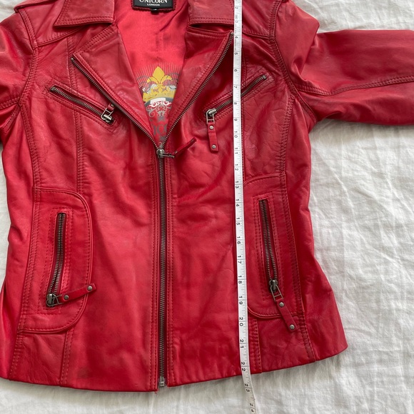 Unicorn London red leather moto style jacket - Picture 2 of 6